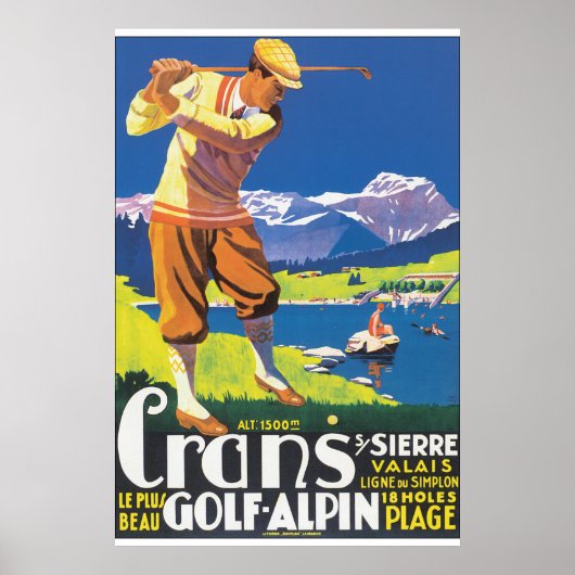 Golf Alpin Vintage Travel Poster (Voorkant)