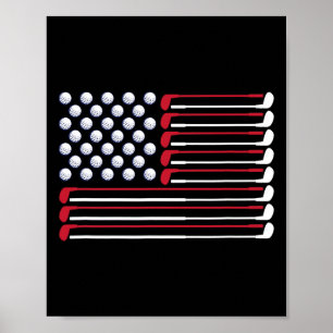 Golf Amerikaanse Vlag Golf Speler Liefhebber Golfe Poster