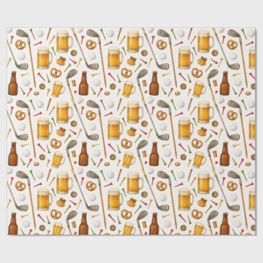 Golf and Beer for Golfer  Cadeaupapier (Vlak)