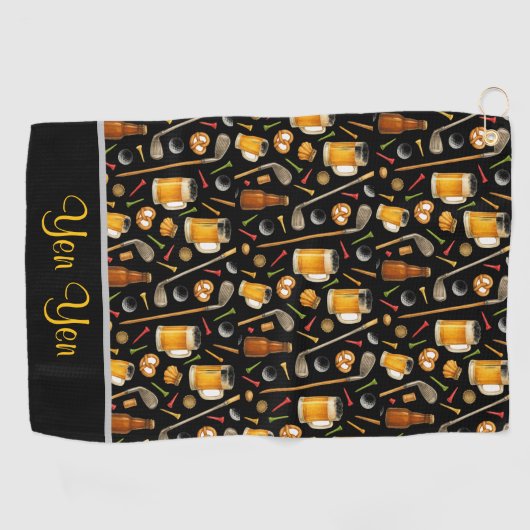 Golf and Beer for Golfer  Golfhanddoek (Horizontaal)