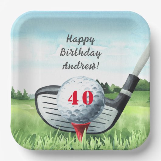 Golf Anniversaire Fête I Let's Par-Tee! Assiettes  (Recto)