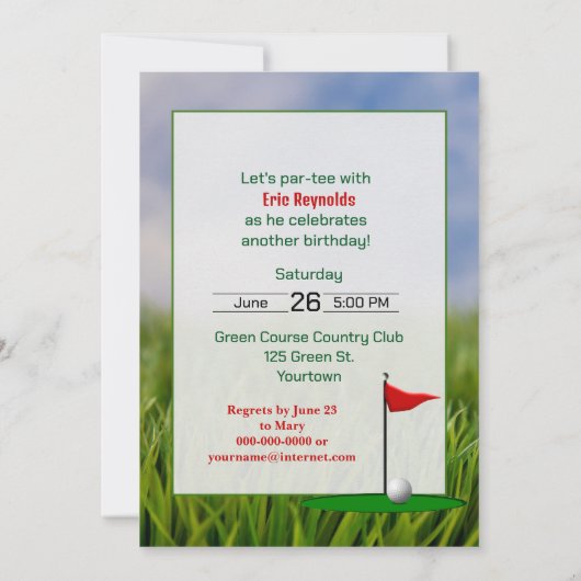Golf Anniversaire Fête Invitation (Dos)