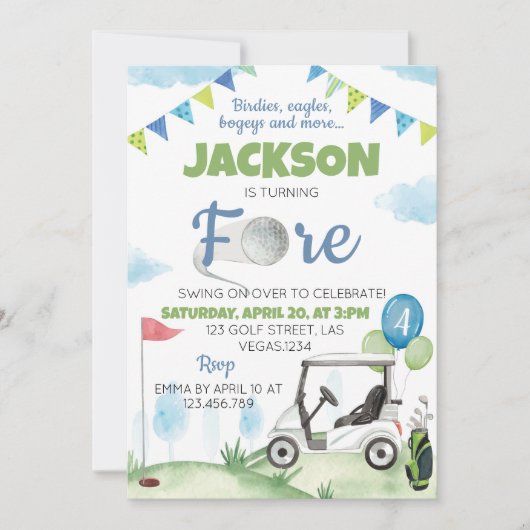 Golf Anniversaire Fête Invitation (Devant)