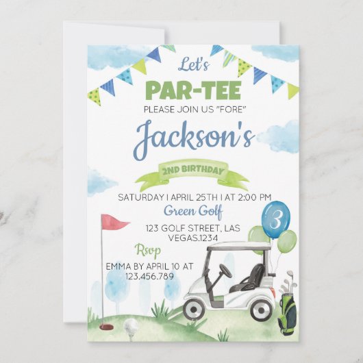 Golf Anniversaire Fête Invitation N'importe quel â (Devant)