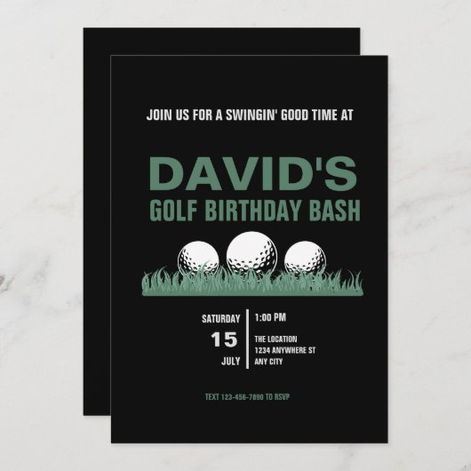 Golf Anniversaire Fête Invitation pour lui (Devant / Derrière)
