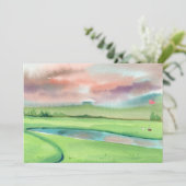 Golf Aquarel Uitnodiging (Staand voorkant)