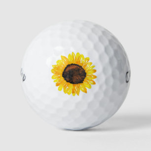 Golf Aquarelle Peinte à la main Tournesol 2 balles de g