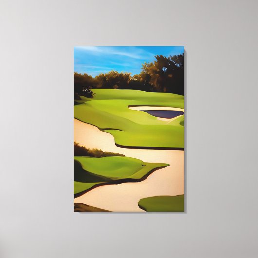 Golf Art Painting of Golf Golfing Golfer Fine Art Canvas Afdruk (Voorkant)
