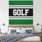 GOLF Athletic Fun Green Zwart Wit Racing Stripes Canvas Afdruk (Insitu (Slaapkamer))