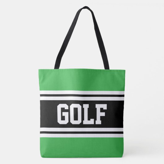 GOLF Atletisch Groen Zwart Wit Racing Strepen Draagtas (Voorkant)