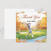 Golf Automne Salutation carte de remerciements pou (Devant / Derrière)