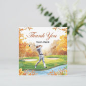 Golf Automne Salutation carte de remerciements pou (Debout devant)