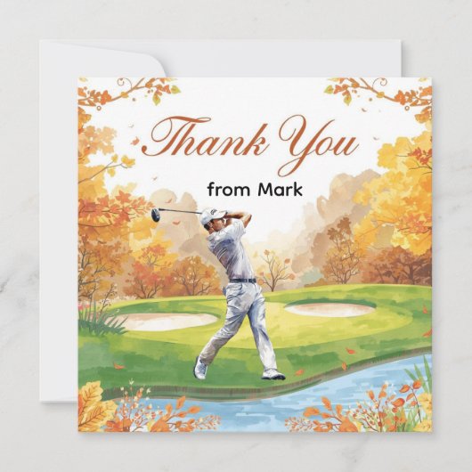 Golf Automne Salutation carte de remerciements pou (Devant)