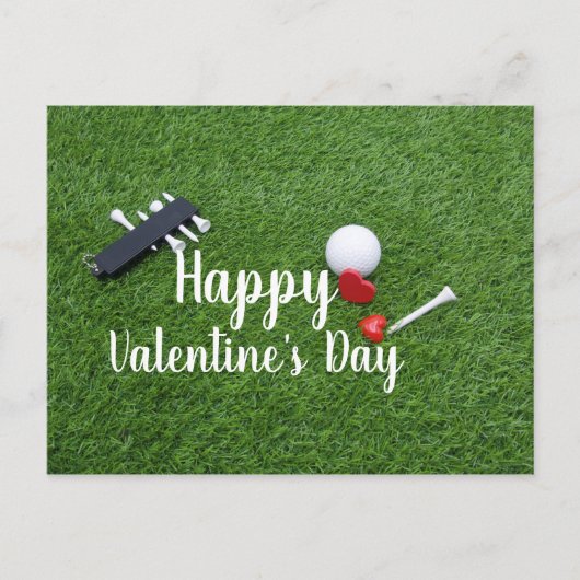 Golf avec amour sur carte Heureuse Sainte-Valentin (Devant)