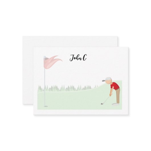 Golf avec nom Panier golfeur Carte de note (Devant/Arrière en situation)