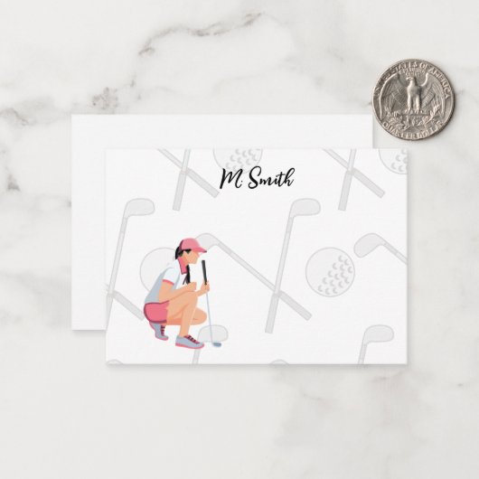 Golf avec nom pour carte golfer Note (Devant/Arrière en situation)