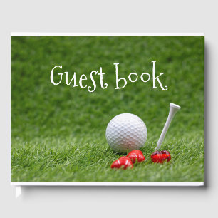 Golf avec tee & coeur sur herbe verte Livre d'or