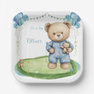 Golf Baby Boy op putting green Papieren Bordje