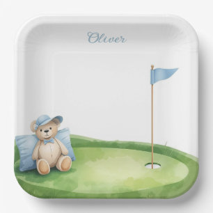 Golf Baby Boy op putting green Papieren Bordje