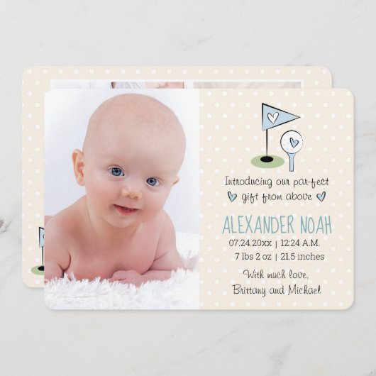 Golf Baby Faire-part Boy (Devant / Derrière)