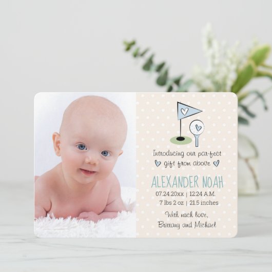 Golf Baby Faire-part Boy (Debout devant)