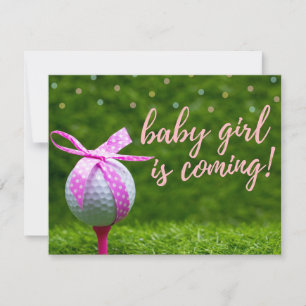 Golf baby girl komt met roze lintje inv kaart