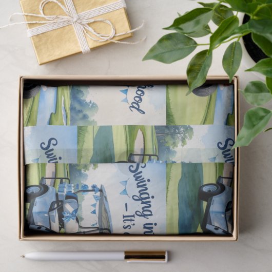 Golf Baby shower boy Blauw thema inpakpapier Tissuepapier (Geschenk)