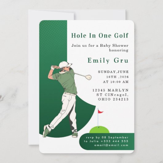 Golf Baby Shower Invitation (Devant)