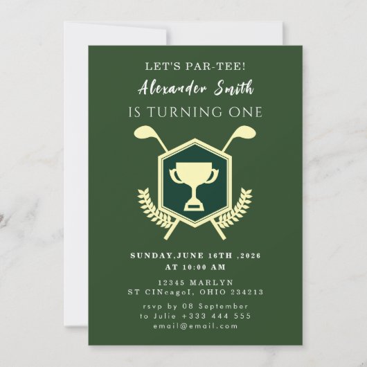 Golf Baby Shower Invitation Kaart (Voorkant)