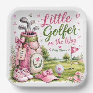 Golf Baby Shower Meisje Golfer is onderweg Papieren Bordje