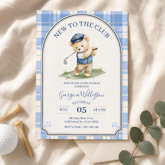 Golf Baby Shower, Nieuw in de Club Teddybeer Kaart