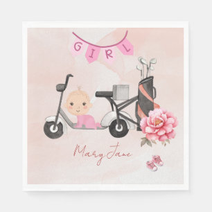 Golf babyshower meisje roze thema servet