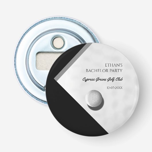 Golf Bachelor Party - Golfreis Classic Stijlvol Button Flesopener (Voorkant)
