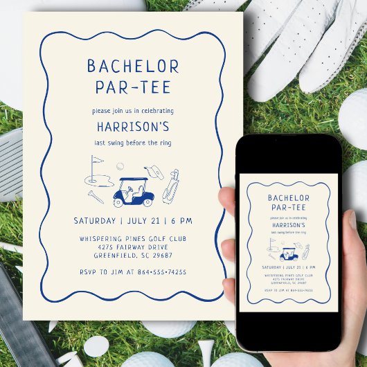 Golf Bachelor Party Laatste Swing Hand getekend Bl Kaart