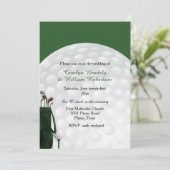Golf Bag en Ball Wedding Invitation Kaart (Staand voorkant)