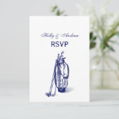 Golf Bag Golf Clubs Blue RSVP Kaartje (Staand voorkant)