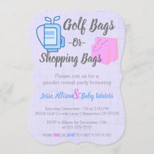 Golf Bags of Shopping Bags Gender onthullen Invite Kaart