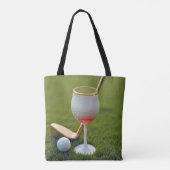 Golf bal wijnglas met gouden putter draagtas (Achterkant)