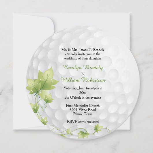 Golf Ball and Vines Wedding Invitation Kaart (Voorkant)