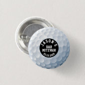 Golf Ball Bar Mitzvah Button Black White (Voorkant /achterkant)