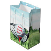 Golf Ball Birthday Small Gift Bag Medium Cadeauzakje (Voorkant Gekanteld)