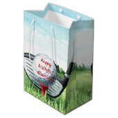 Golf Ball Birthday Small Gift Bag Medium Cadeauzakje (Achterkant Gekanteld)