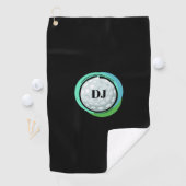 Golf Ball Black Green Initialen Golfhanddoek (Insitu)