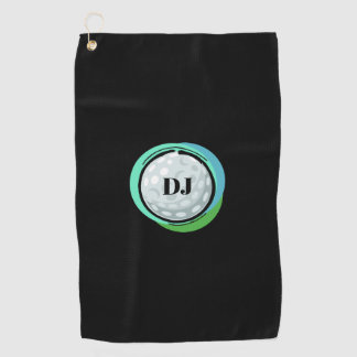 Golf Ball Black Green Initialen Golfhanddoek