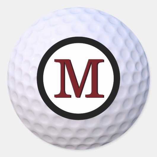 Golf Ball Bold Custom Monogram Ronde Sticker (Voorkant)