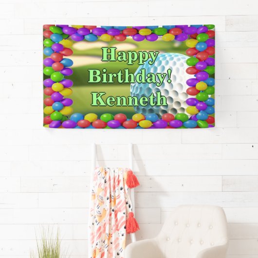 Golf Ball Course Gelukkige Verjaardag aangepaste V Spandoek (Insitu)