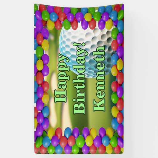 Golf Ball Course Gelukkige Verjaardag aangepaste V Spandoek (Verticaal)