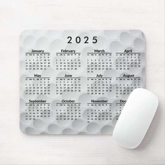 Golf Ball Design 2025 Kalender Mousepad Muismat (Met muis)