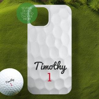 Golf Ball Dimples avec nom noir et numéro rouge