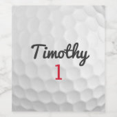 Golf Ball Dimples en Black Name Red Number Wijn Etiket (Enkel label)